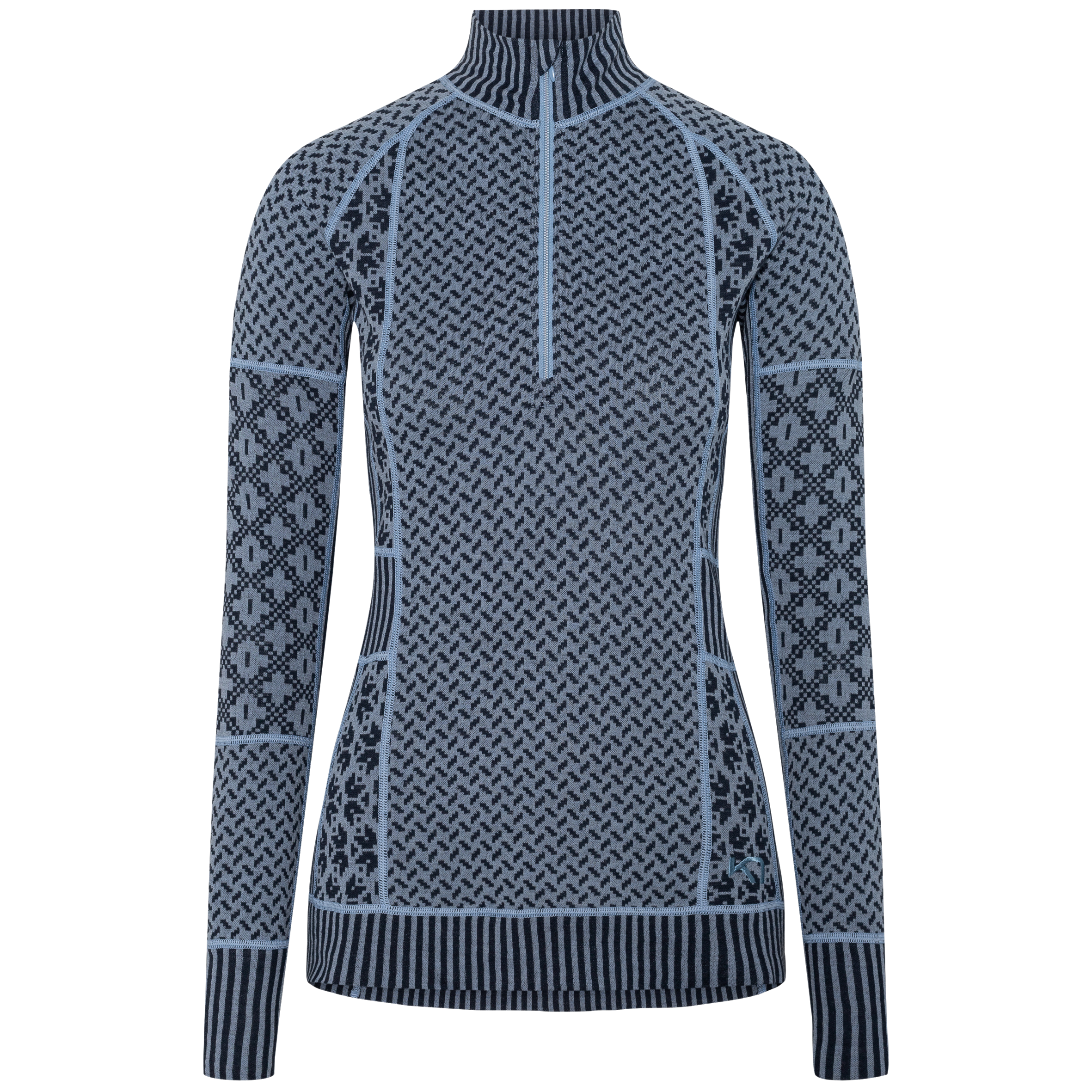 Smekker Half Zip Base Layer - 100% Merino Wool - IRIS Blue