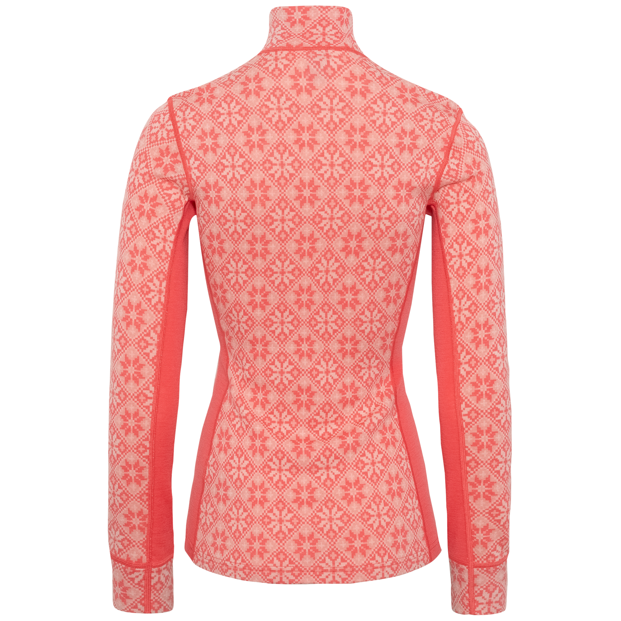 Rose Half Zip Base Layer Top - 100% Merino Wool - Candy Coral