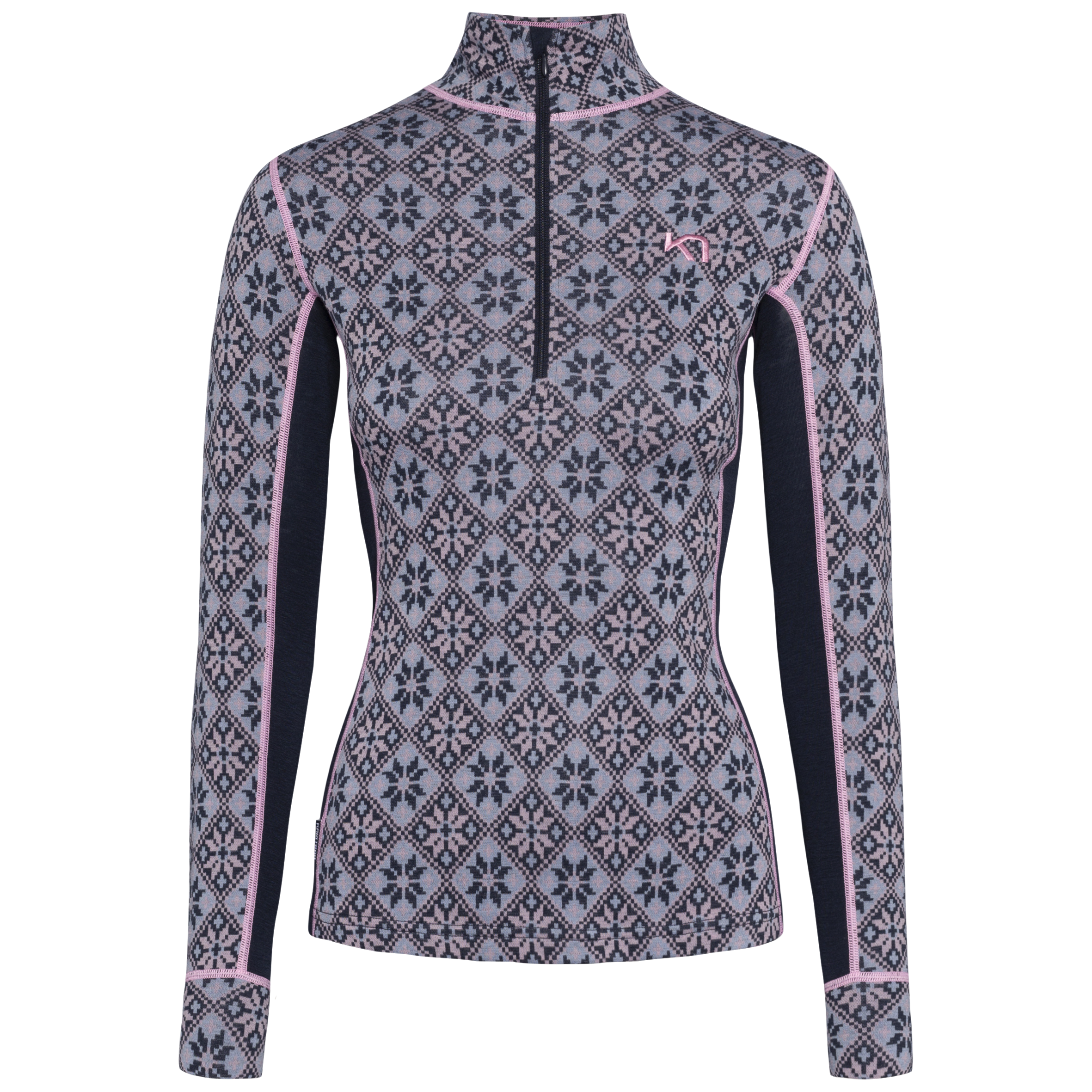 Rose Half Zip Base Layer Top - 100% Merino Wool - Roy Blue