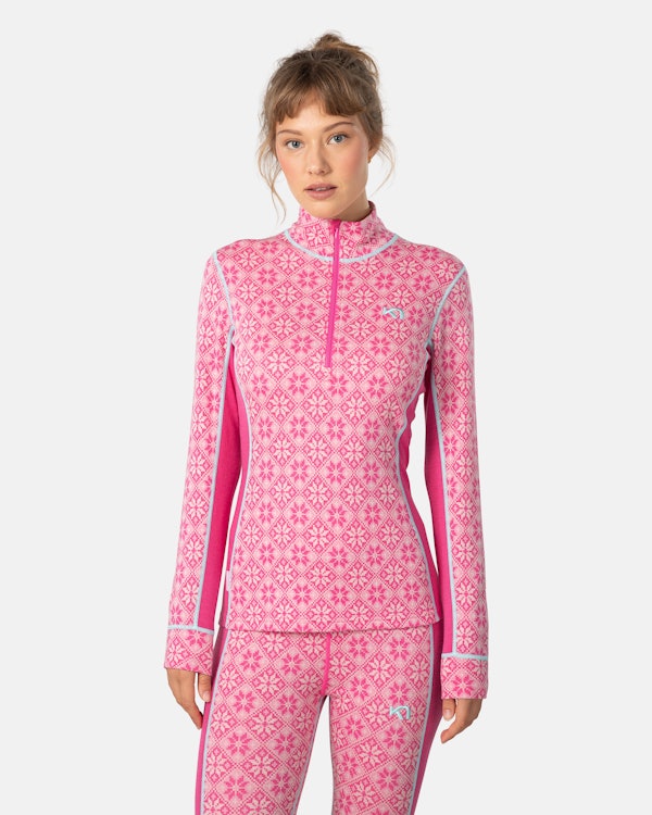 Rose Half Zip Baselayer Top - 100% Merino Wool