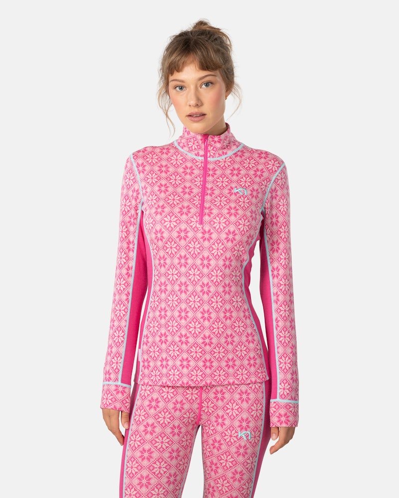 Rose Half Zip Baselayer Top - 100% Merino Wool