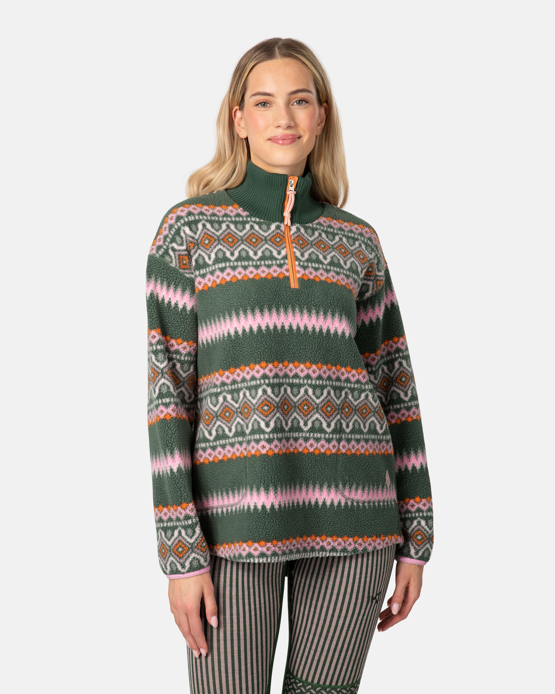 Ruthie Midlayer Half Zip - Thyme Green
